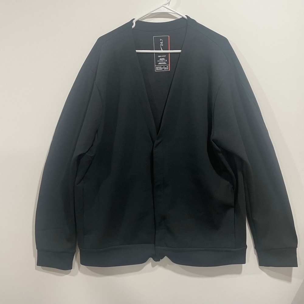 Nike 24.7 Impossibly Soft Cardigan Mens Large Tall Black HQ6948-010 NEW $125